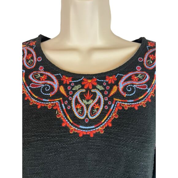 THML embroidered black dress size small Comfy Loose Boho Casual Everyday - Picture 9 of 9